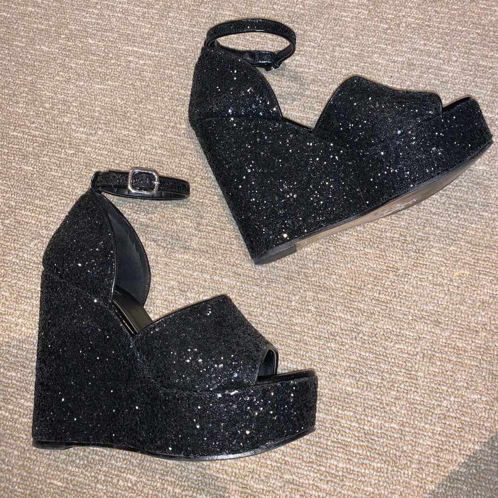 TopShop glitter platforms sz 40 worn once Rtl $125